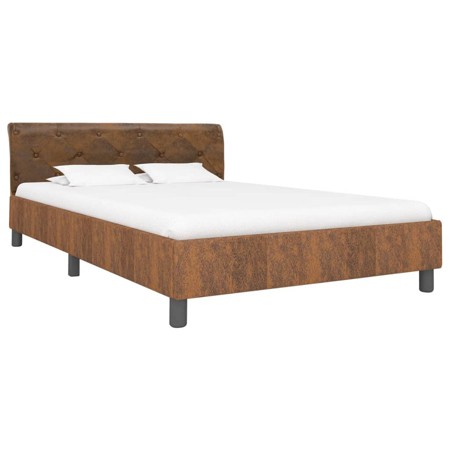 Bedframe Kunstsuède 140 x 200 cm Bruin