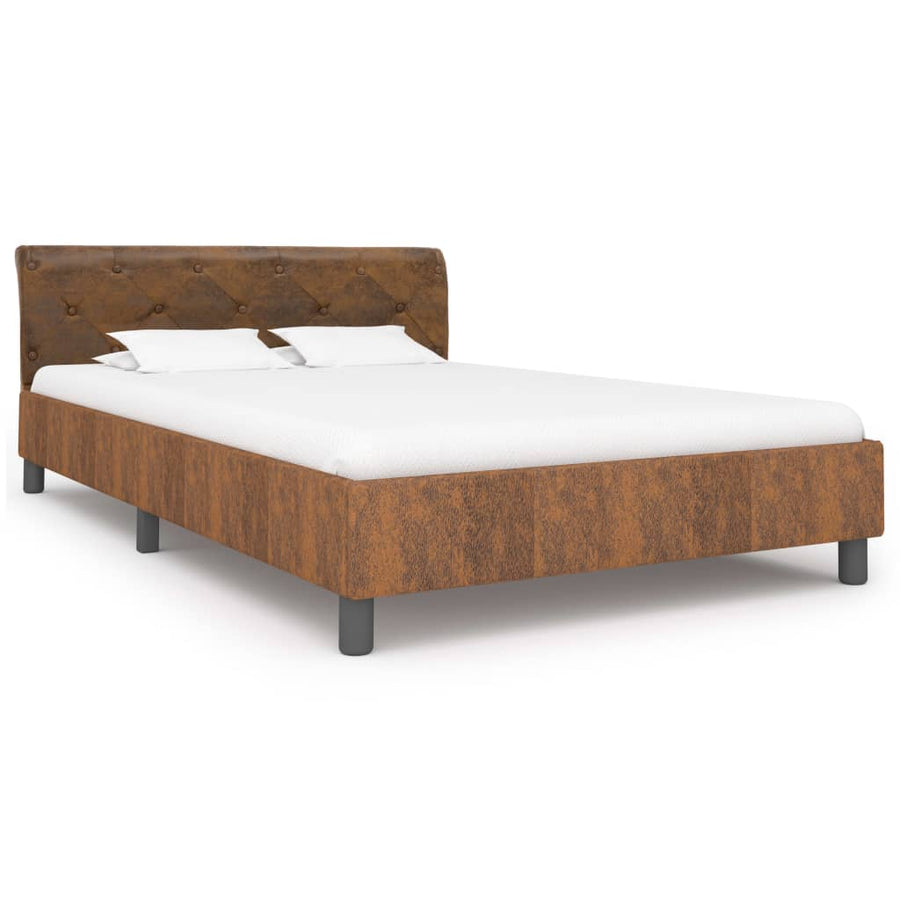 Bedframe Kunstsuède 140 x 200 cm Bruin