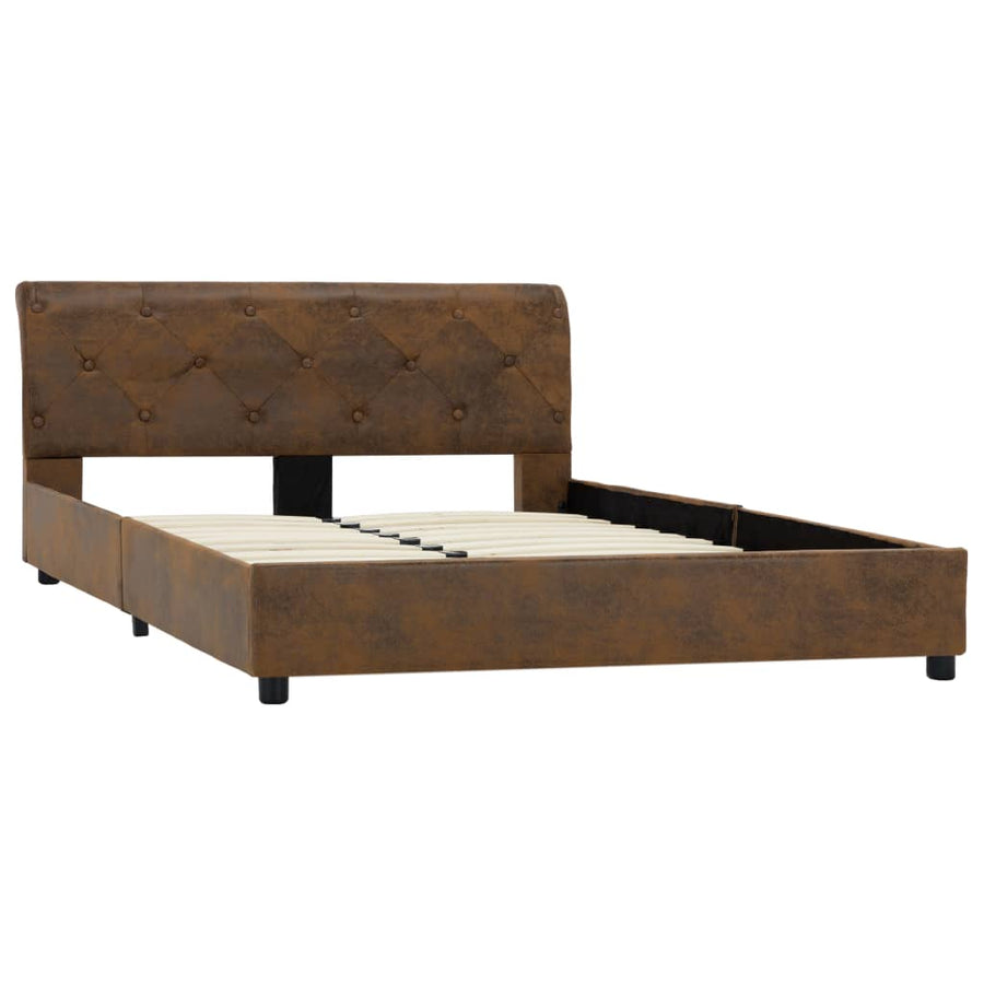 Bedframe Kunstsuède 140 x 200 cm Bruin