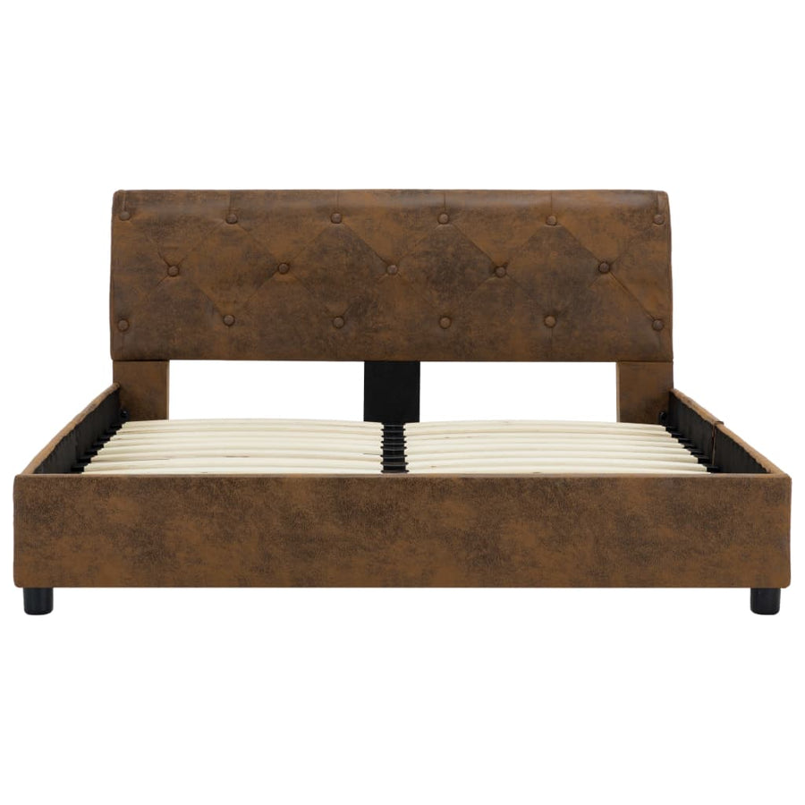 Bedframe Kunstsuède 140 x 200 cm Bruin