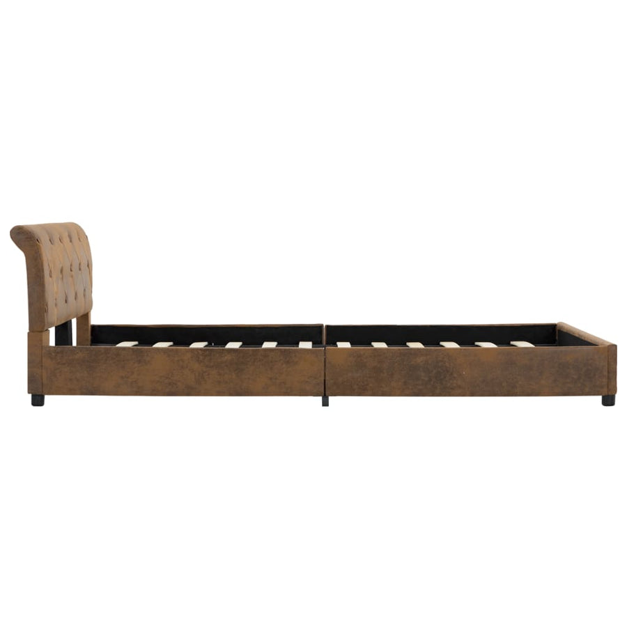 Bedframe Kunstsuède 140 x 200 cm Bruin