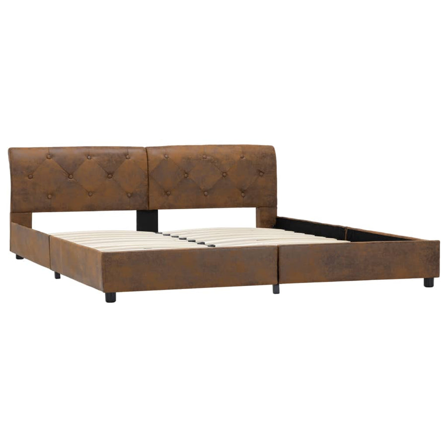 Bedframe Kunstsuède 160 x 200 cm Bruin