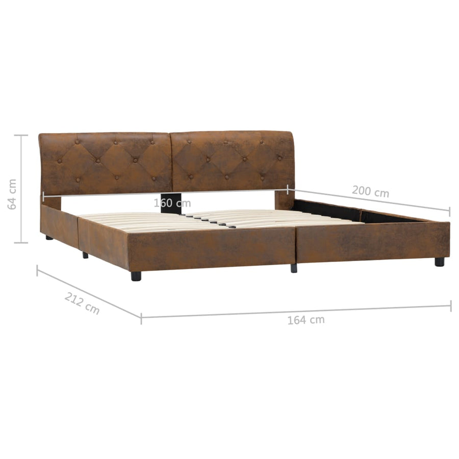 Bedframe Kunstsuède 160 x 200 cm Bruin