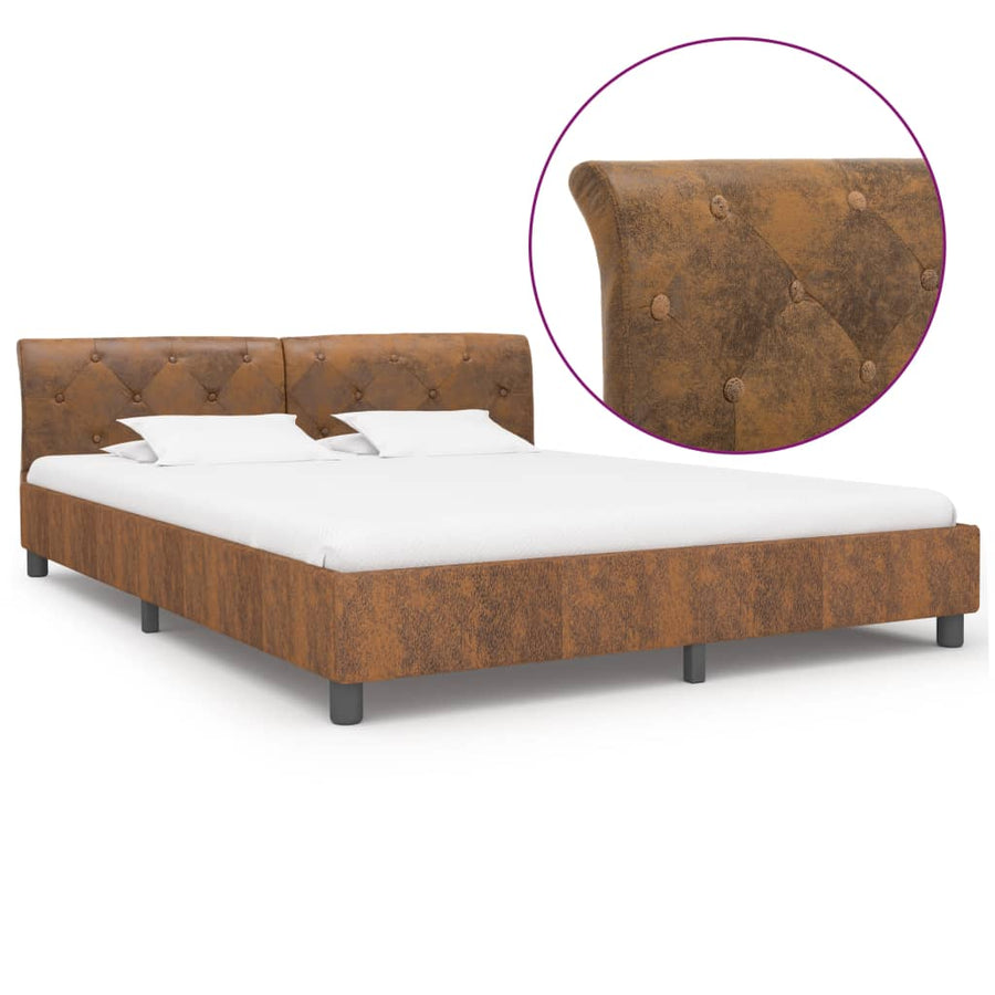 Bedframe Kunstsuède 180 x 200 cm Bruin