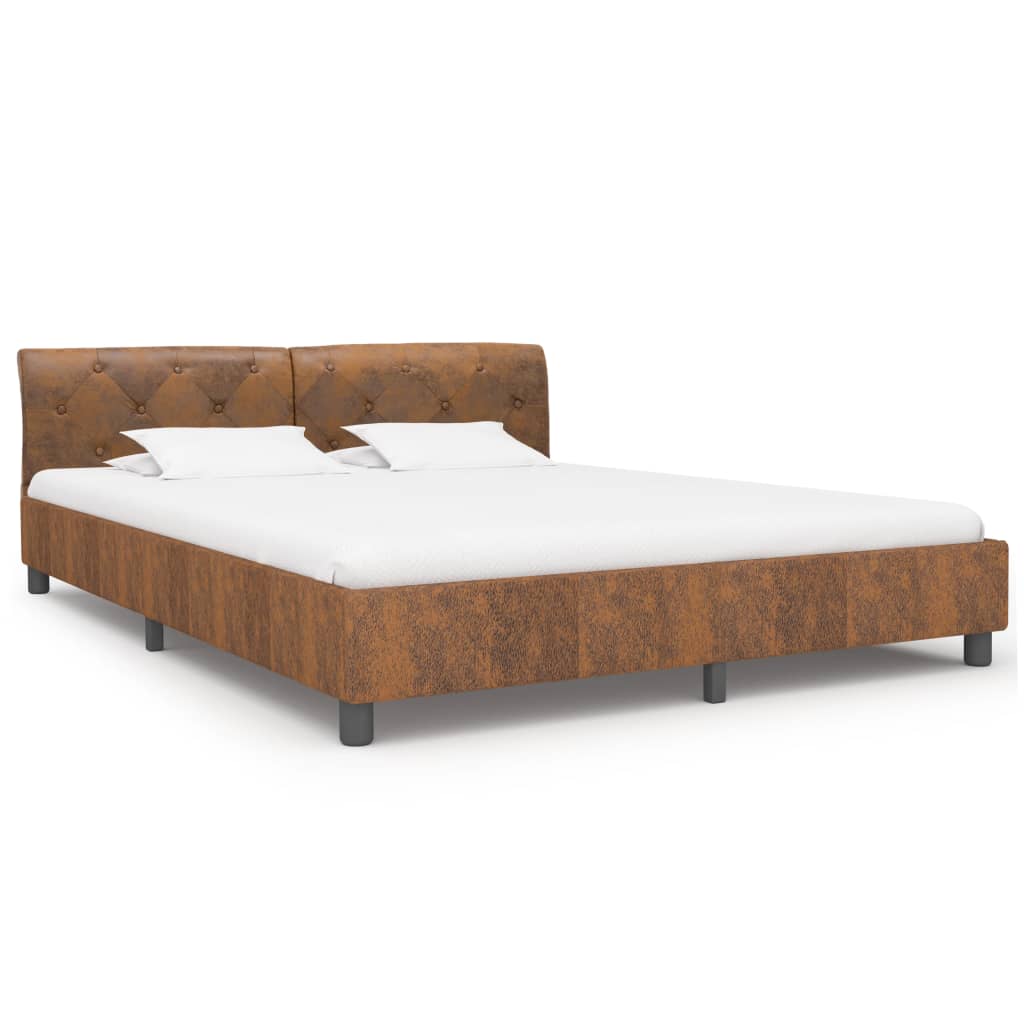 Bedframe Kunstsuède 180 x 200 cm Bruin