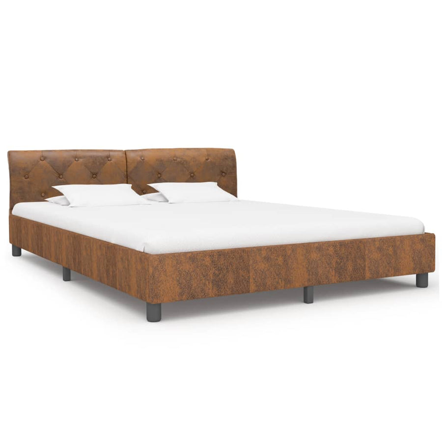 Bedframe Kunstsuède 180 x 200 cm Bruin