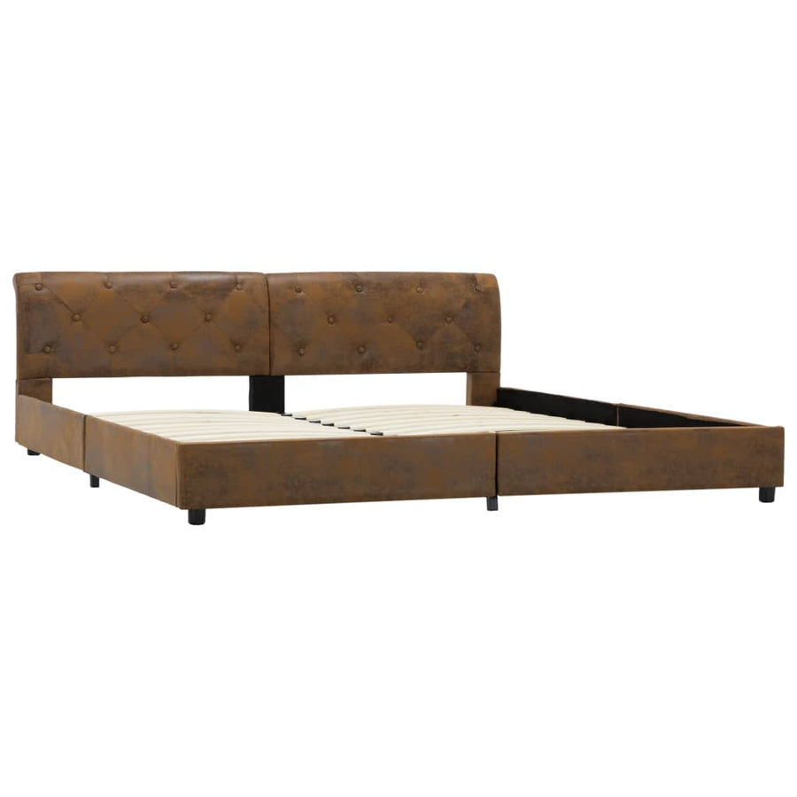 Bedframe Kunstsuède 180 x 200 cm Bruin