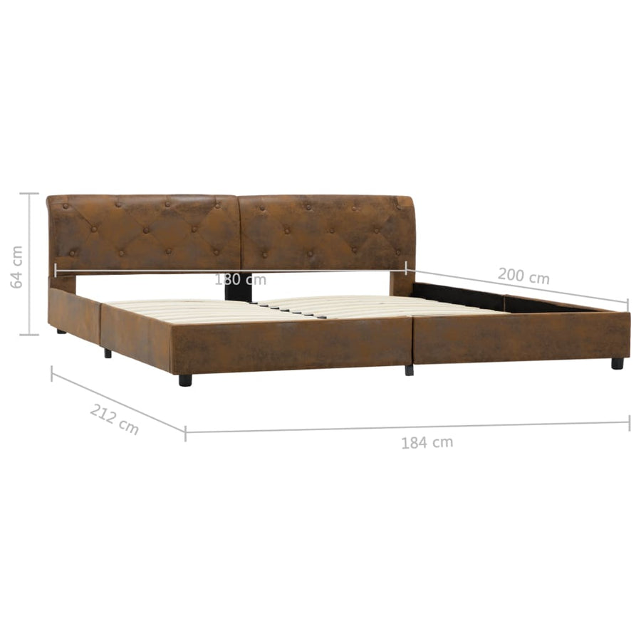 Bedframe Kunstsuède 180 x 200 cm Bruin
