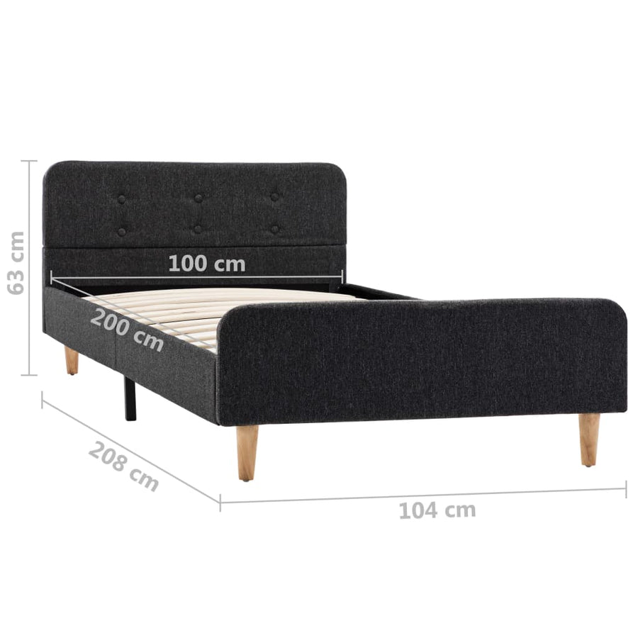 Bedframe Jute Donkergrijs 100X200 Cm 100 x 200 cm