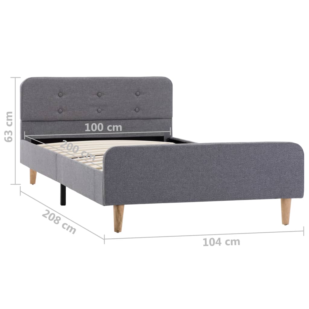 Bedframe Stof Lichtgrijs 100X200 Cm 100 x 200 cm