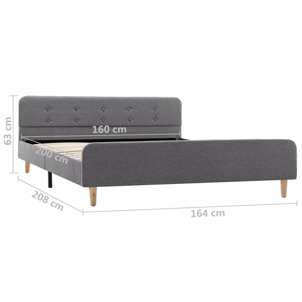 Bedframe Stof 160 x 200 cm Lichtgrijs