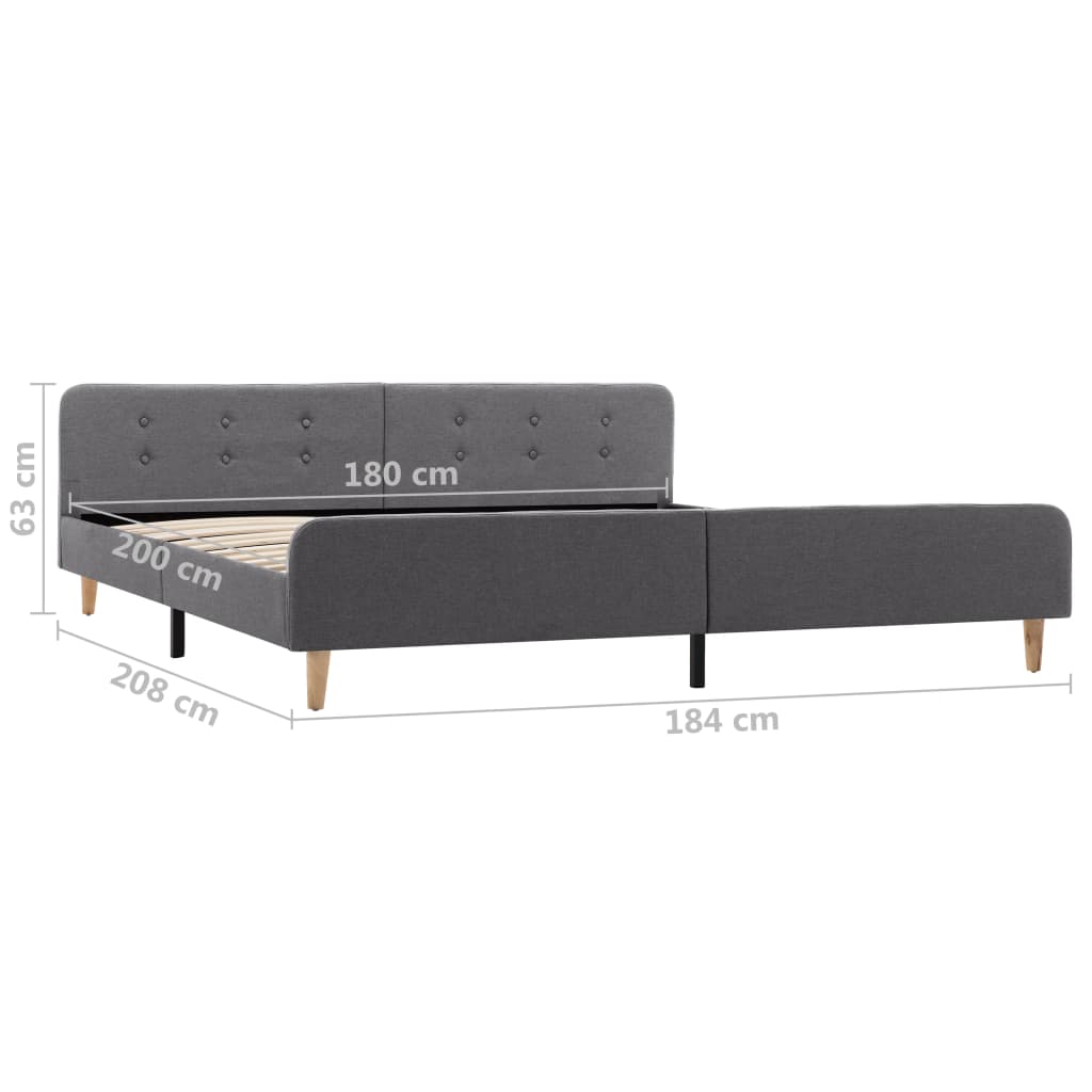 Bedframe Stof Lichtgrijs 180X200 Cm 180 x 200 cm