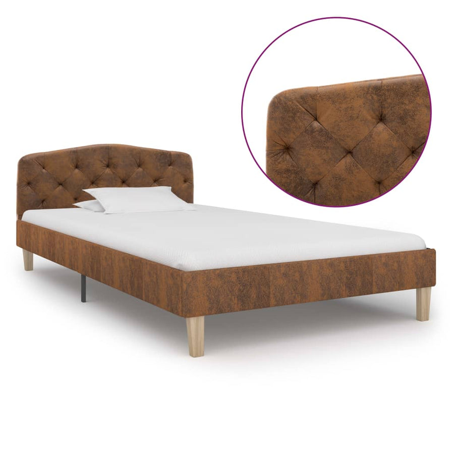 Bedframe kunstsuède bruin 90x200 cm 90 x 200 cm Bruin