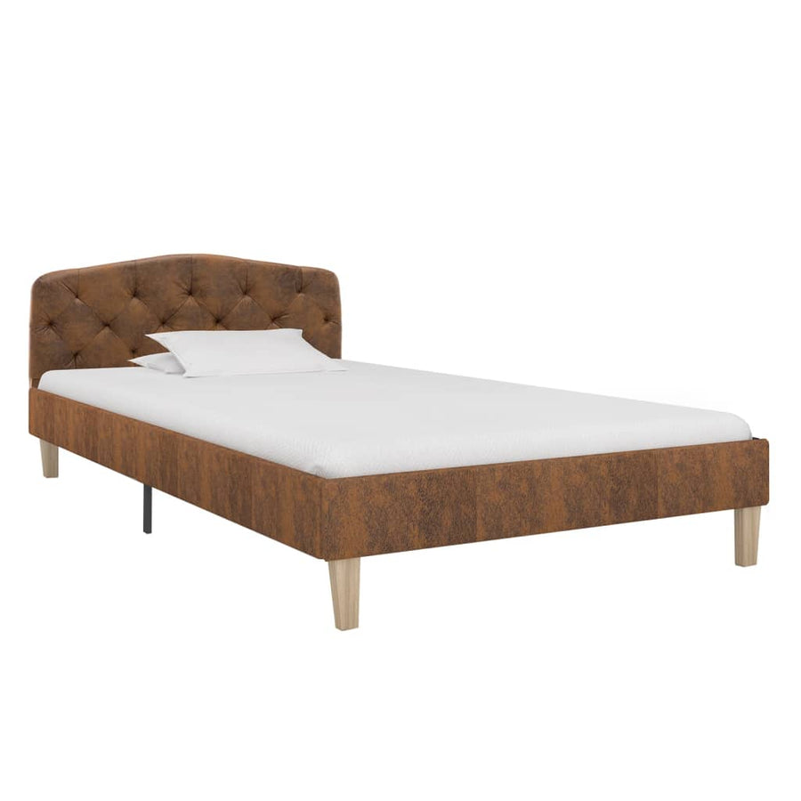 Bedframe kunstsuède bruin 90x200 cm 90 x 200 cm Bruin