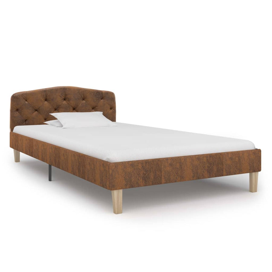 Bedframe kunstsuède bruin 90x200 cm 90 x 200 cm Bruin