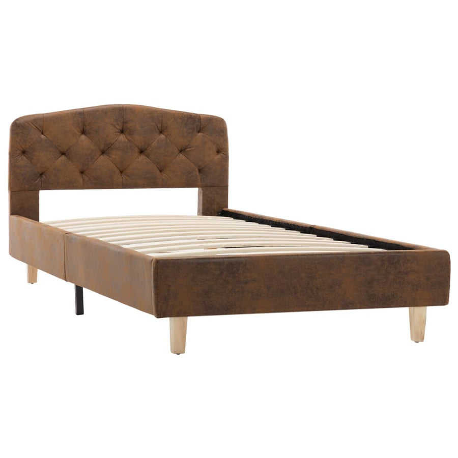 Bedframe kunstsuède bruin 90x200 cm 90 x 200 cm Bruin