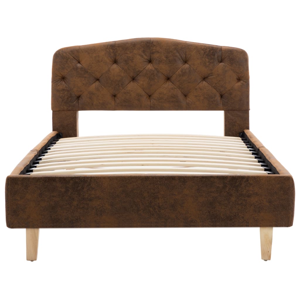 Bedframe kunstsuède bruin 90x200 cm 90 x 200 cm Bruin