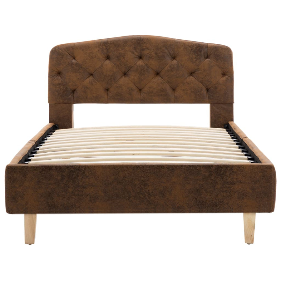 Bedframe kunstsuède bruin 90x200 cm 90 x 200 cm Bruin