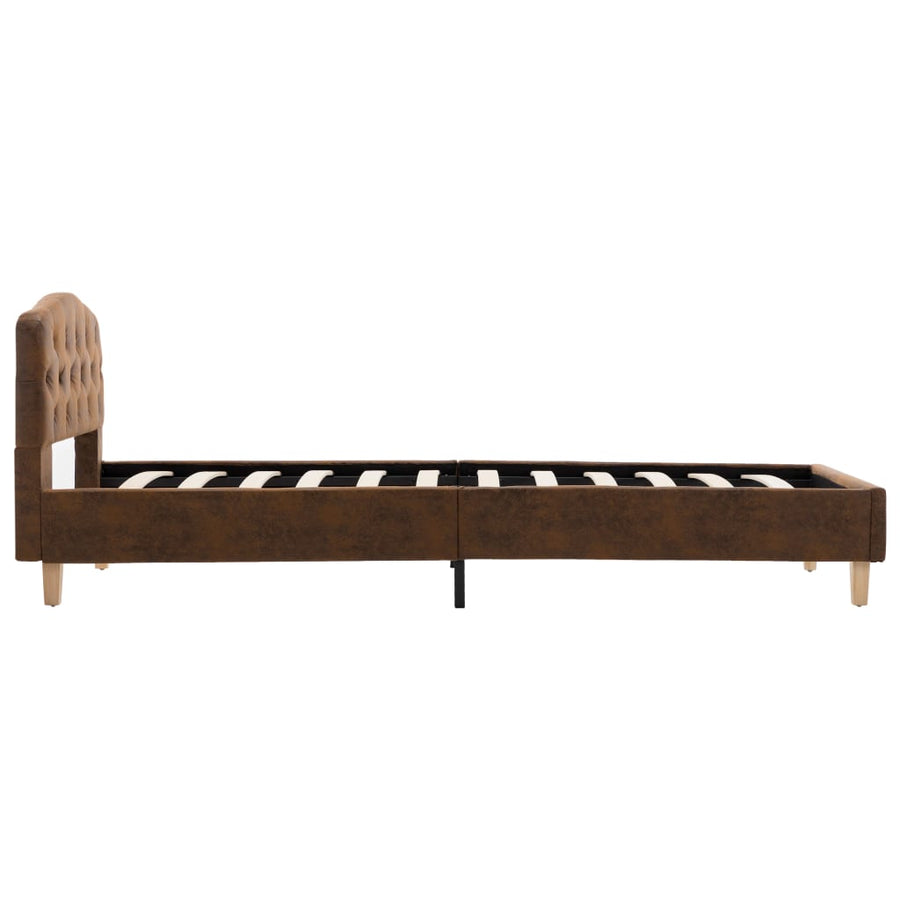 Bedframe kunstsuède bruin 90x200 cm 90 x 200 cm Bruin