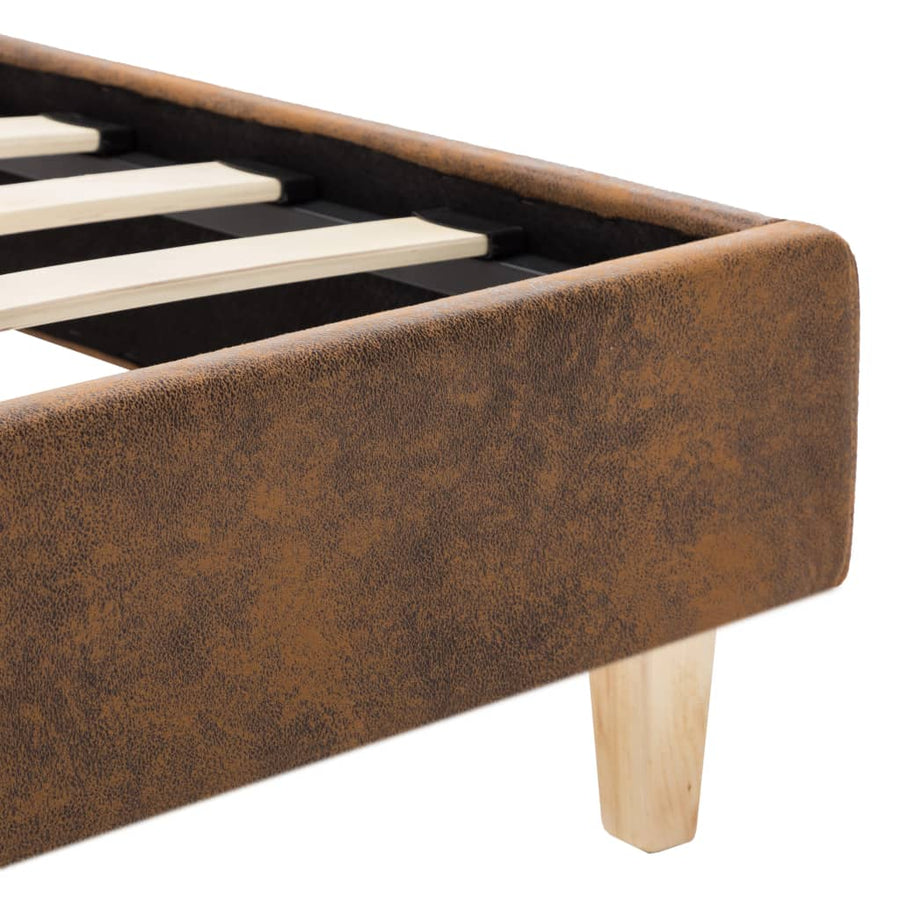 Bedframe kunstsuède bruin 90x200 cm 90 x 200 cm Bruin