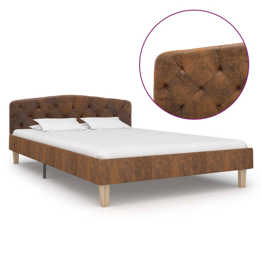 Bedframe kunstsuède bruin 120x200 cm 120 x 200 cm Bruin