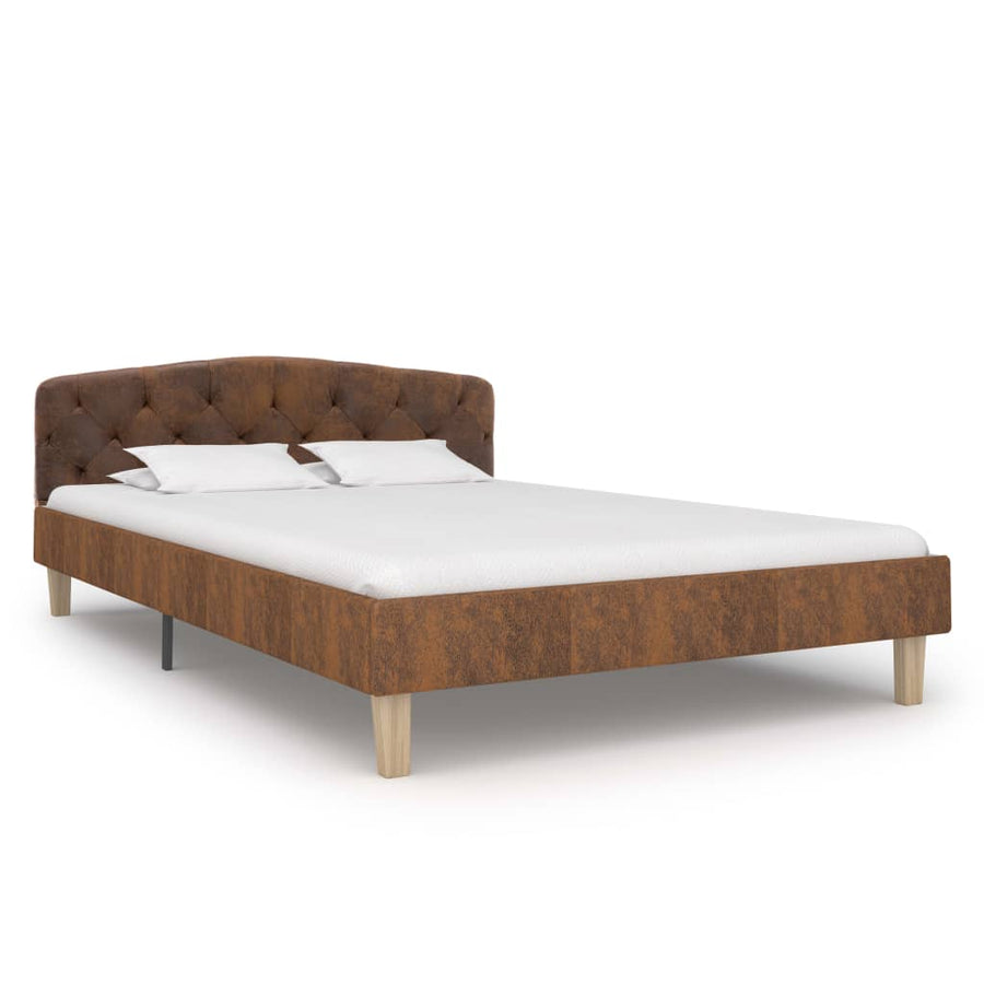 Bedframe kunstsuède bruin 120x200 cm 120 x 200 cm Bruin