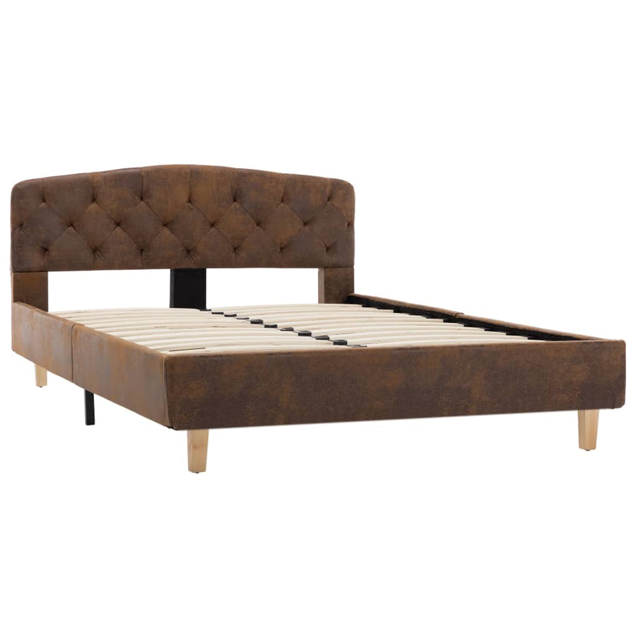 Bedframe kunstsuède bruin 120x200 cm 120 x 200 cm Bruin