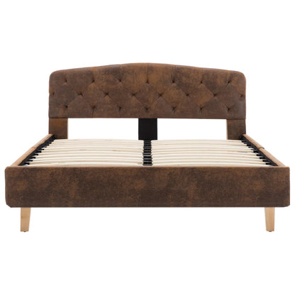 Bedframe kunstsuède bruin 120x200 cm 120 x 200 cm Bruin
