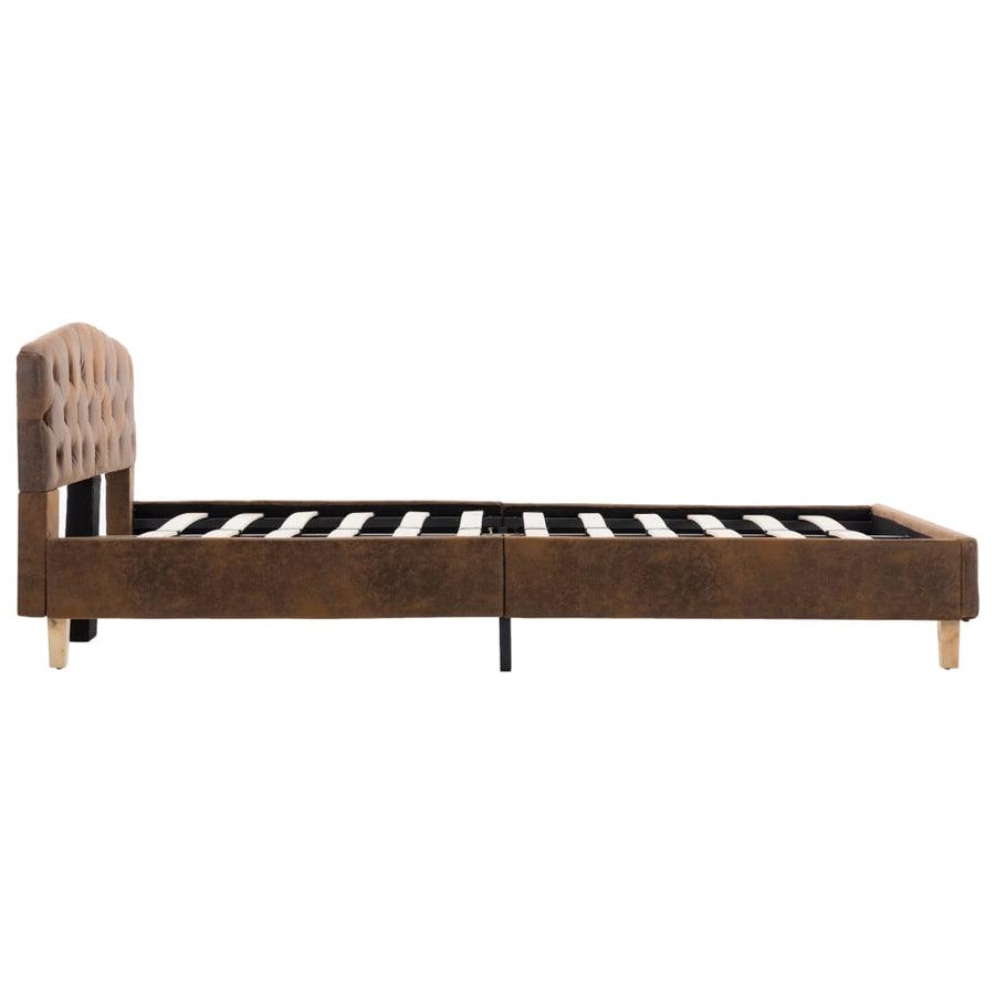 Bedframe kunstsuède bruin 120x200 cm 120 x 200 cm Bruin