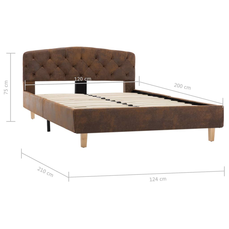 Bedframe kunstsuède bruin 120x200 cm 120 x 200 cm Bruin