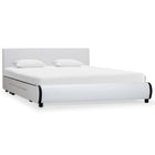 Faux Leather Bed Frame with Drawers White 140x200 cm