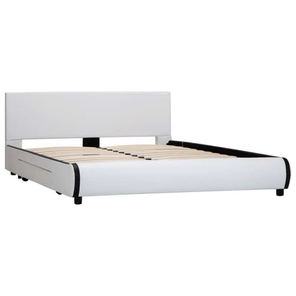 Bedframe Met Lades Kunstleer Wit 140X200 Cm 140 x 200 cm