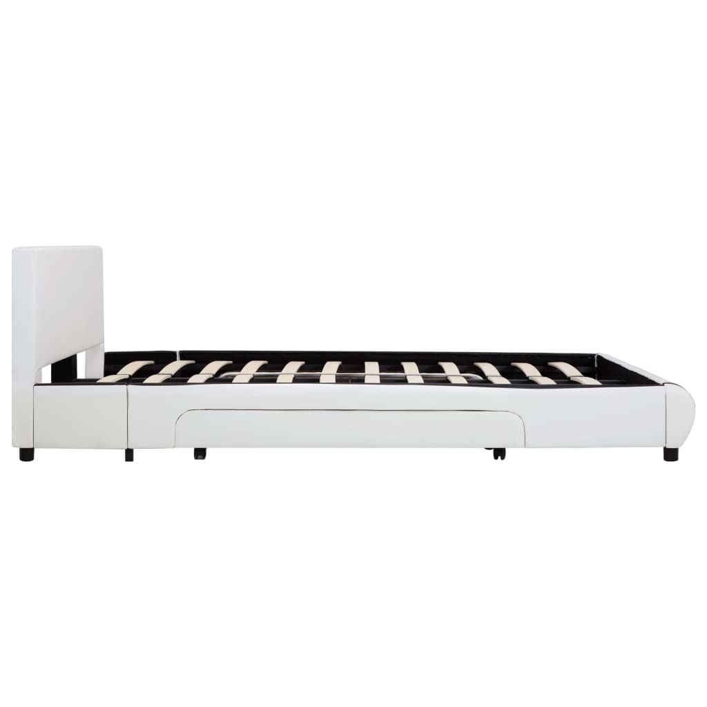 Bedframe Met Lades Kunstleer Wit 140X200 Cm 140 x 200 cm