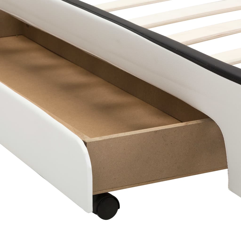 Bedframe Met Lades Kunstleer Wit 140X200 Cm 140 x 200 cm