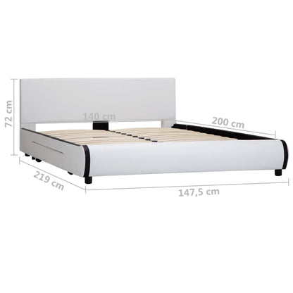 Bedframe Met Lades Kunstleer Wit 140X200 Cm 140 x 200 cm