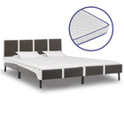 Bed Met Traagschuim Matras Kunstleer 180 x 200 cm Grijs en wit