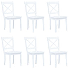 Eetkamerstoelen 6 st massief rubberwood wit