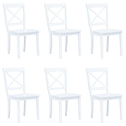 Eetkamerstoelen 6 st massief rubberwood wit