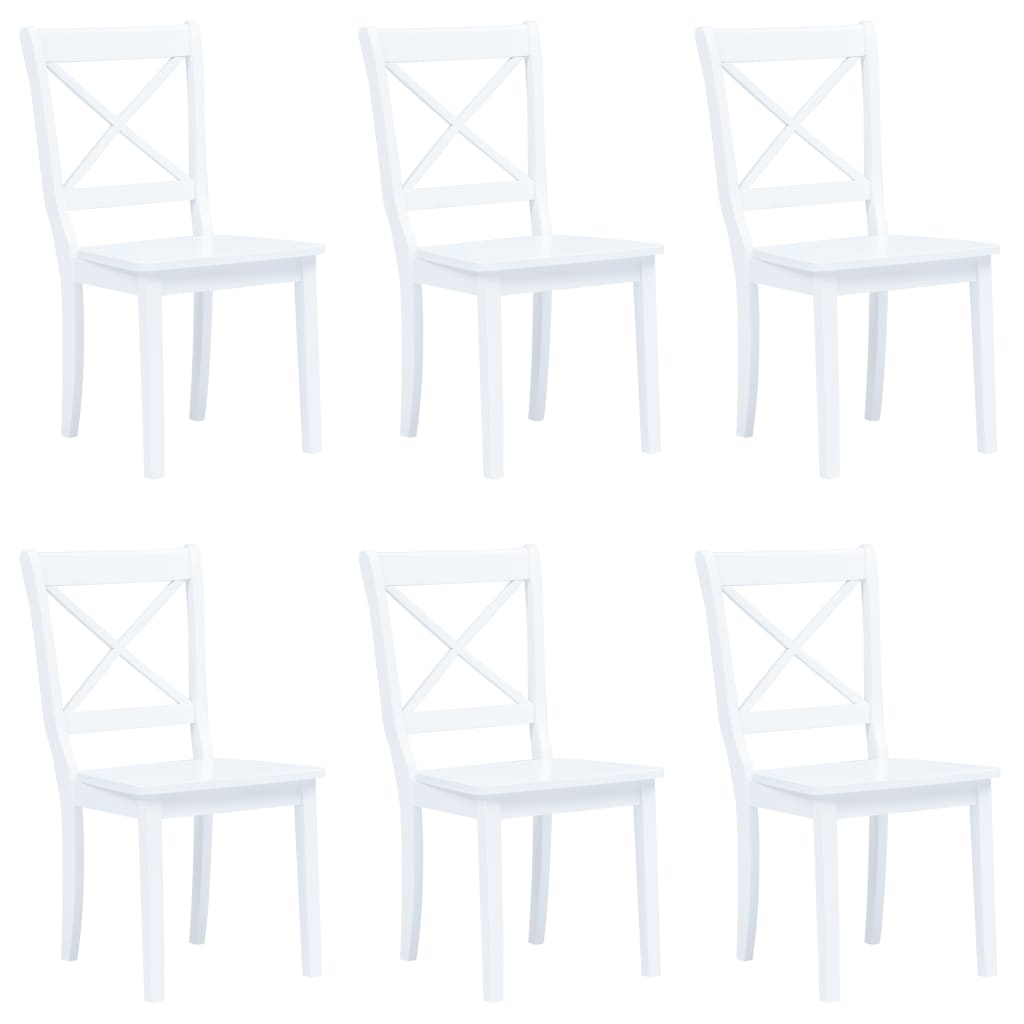 Eetkamerstoelen Massief Rubberwood 6 Wit