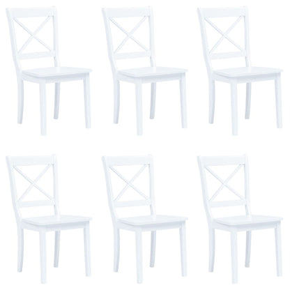 Eetkamerstoelen Massief Rubberwood 6 Wit