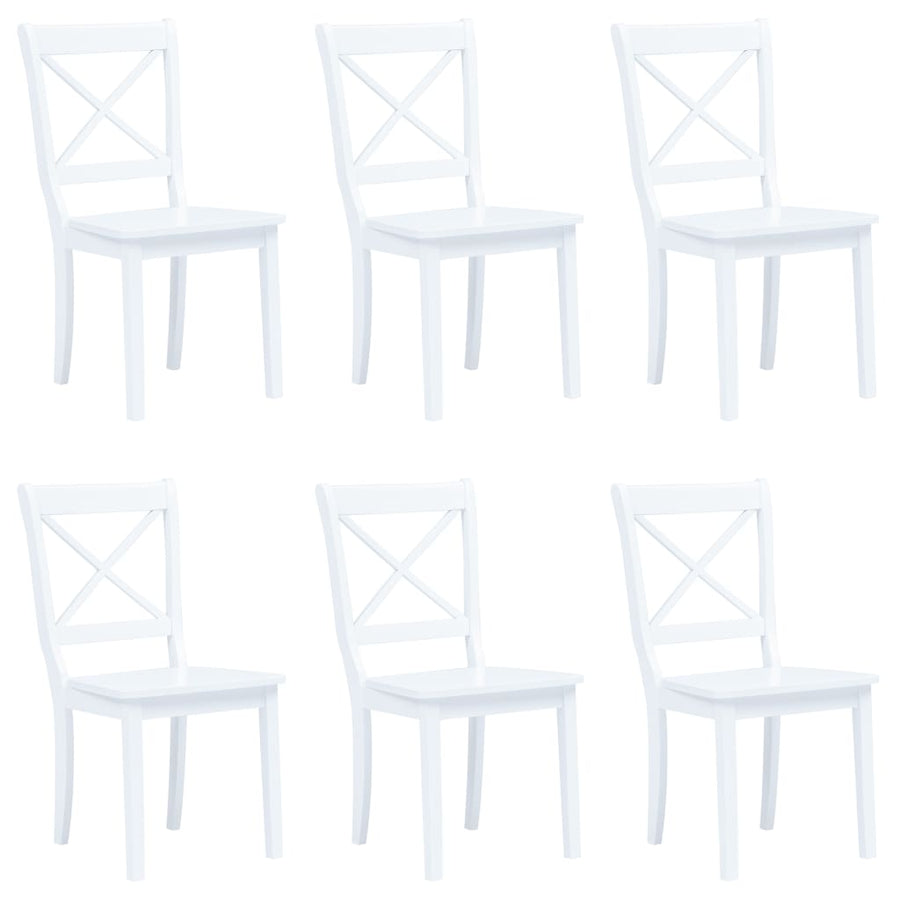 Eetkamerstoelen Massief Rubberwood 6 Wit