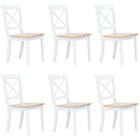 Dining chairs 6 pcs solid rubberwood white and natural
