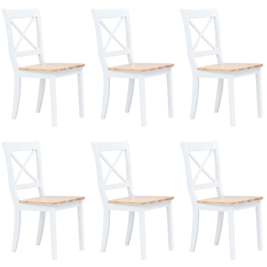 Eetkamerstoelen Massief Rubberwood Wit En Naturel 6 white and natural