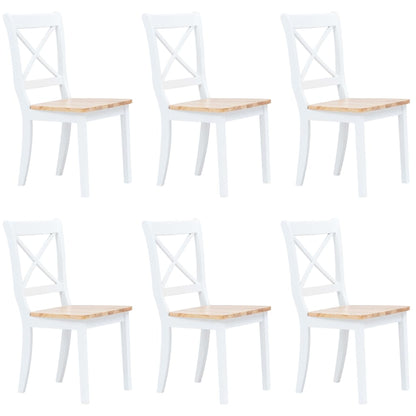 Eetkamerstoelen Massief Rubberwood Wit En Naturel 6 white and natural
