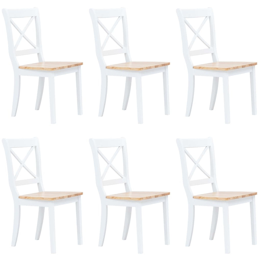 Eetkamerstoelen Massief Rubberwood Wit En Naturel 6 white and natural