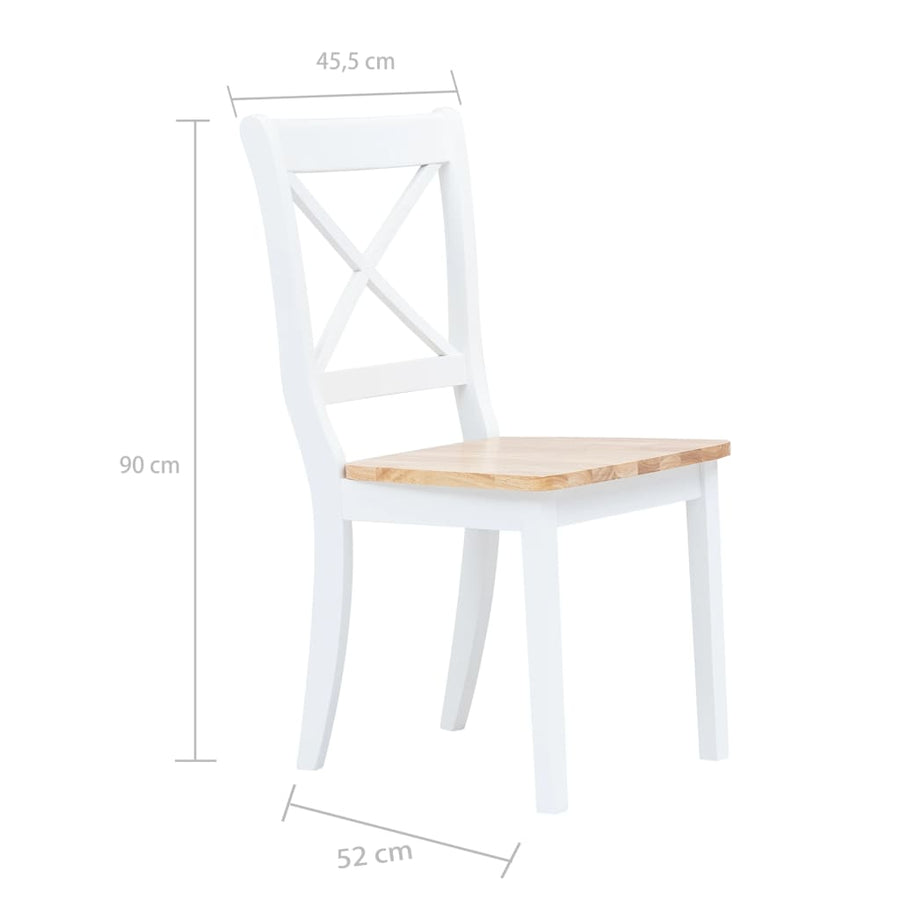 Eetkamerstoelen Massief Rubberwood Wit En Naturel 6 white and natural