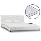 Bed Met Traagschuim Matras Kunstleer 140 x 200 cm Wit