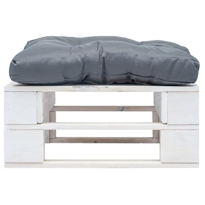 Tuinpoef Met Kussen Pallet Hout Wit en grijs