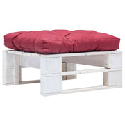 Tuinpoef pallet hout wit rood met kussen