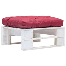 Tuinpoef Met Kussen Pallet Hout Wit en rood